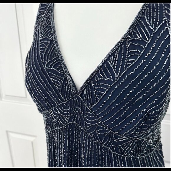 Vintage Beaded Gown navy Size xl - Picture 3 of 3